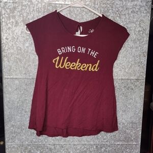 Justice Red Blouse "Weekend" Girls 6 - 2017